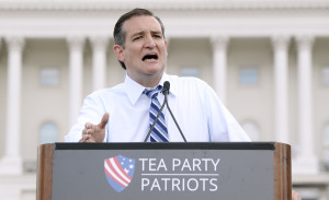 Republican presidential hopeful Sen. Ted Cruz speaks to supporters during a Tea Party rally against the international nuclear agreement with Iran outside the U.S. Capitol in Washington, D.C., on Wednesday, Sept. 9, 2015. (Olivier Douliery/Abaca Press/TNS)