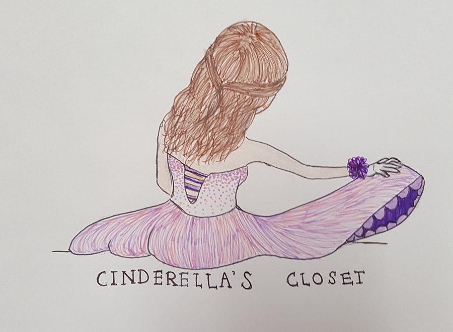 Neshaminy student, Valery Celis draws a Cinderellas closet logo.