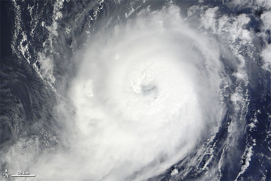 Aerial view of hurricane Michael//photo courtesy of NASA