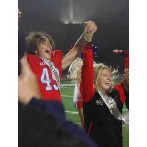 Ryan Yedman and Kate Ewing celebrating their victory becoming Homecoming King and Queen for the Class of 2024. 
