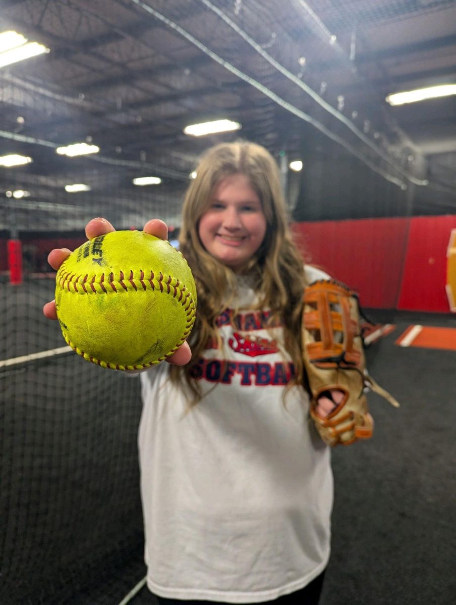 Thomson pictured right before preseason workouts repping Neshaminy softball apparel from her sophomore year 2023 softball season