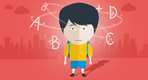 Art demonstrating the psychological effects of school grades on students. Drawing by Edsys.com. 
