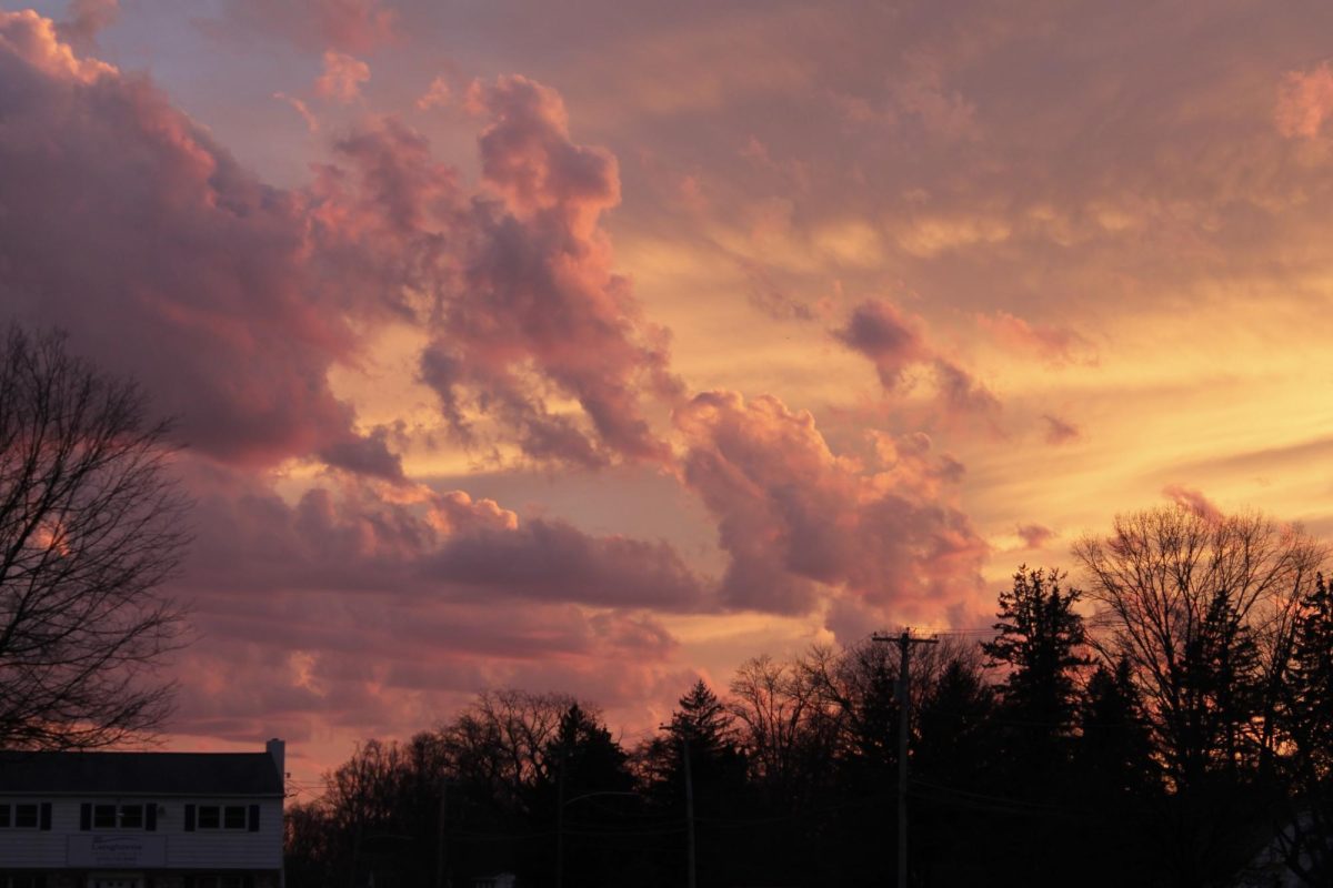 The beautiful hues in the sky overlooking Herbert Hoover Elementary School in Langhorne, PA, on March 8, 2026. (The Playwikian/Sofia Rosales)
