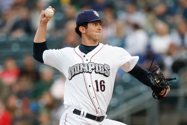 Andrew Painter during a start for the Lehigh Valley IronPigs (Yong Kim / Staff Photographer)